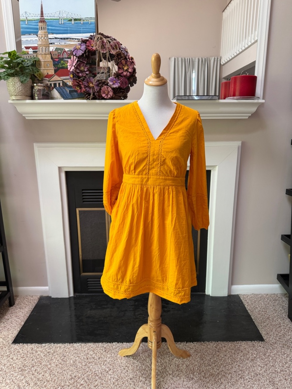 J. Crew Bright Mustard V-Neck Mini Dress